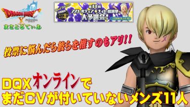 【ドラクエ10】本家オンライン版でまだCVが付いていないアスナイ予選出馬メンズ11人！投票に悩む方は彼らを推してみては？【DQ10】