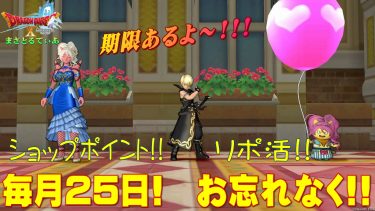 【ドラクエ10】毎月25日はショップポイント配布とリポ活！場所がどこか迷う方におすすめの行き方がこれ！期限あるから忘れないように【DQ10】